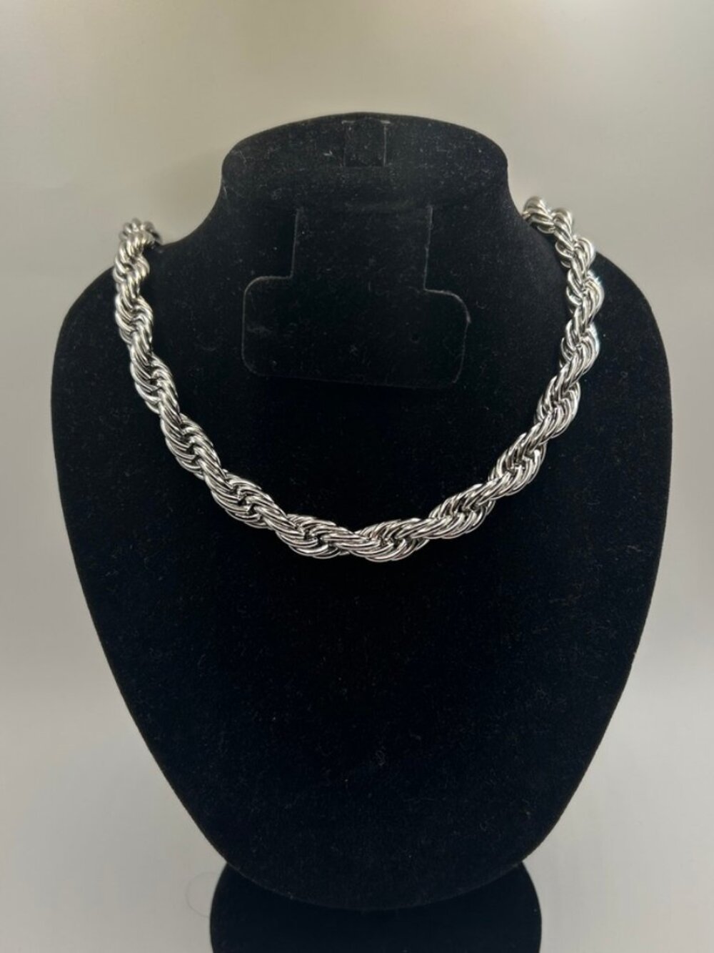 Rope Chain Real Silver 8mm 18 Inch Plated Stainless Steel Womens Waterproof